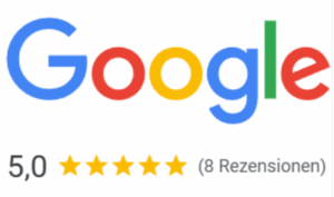 Acht Google Rezensionen mit 5,0 Sternen