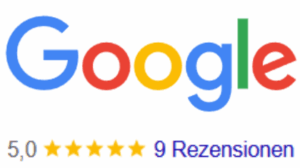 Neun Google Rezensionen mit 5,0 Sternen